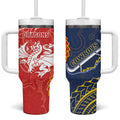 Dragons And Cowboys Rugby Tumbler With Handle Aboriginal Mix Polynesian Pattern