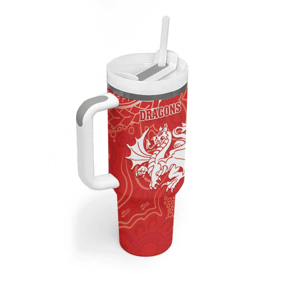 Dragons And Cowboys Rugby Tumbler With Handle Aboriginal Mix Polynesian Pattern