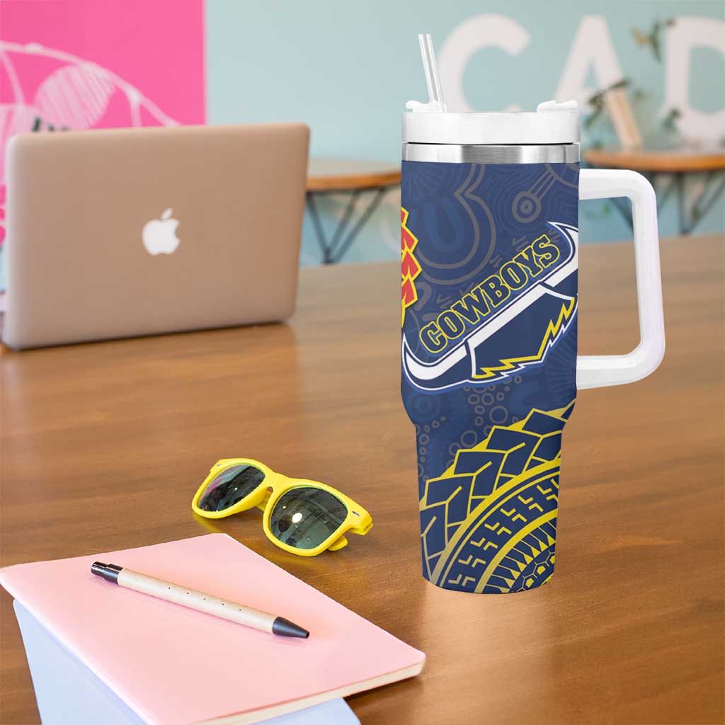 Dragons And Cowboys Rugby Tumbler With Handle Aboriginal Mix Polynesian Pattern
