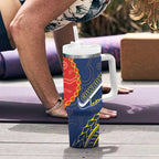 Dragons And Cowboys Rugby Tumbler With Handle Aboriginal Mix Polynesian Pattern