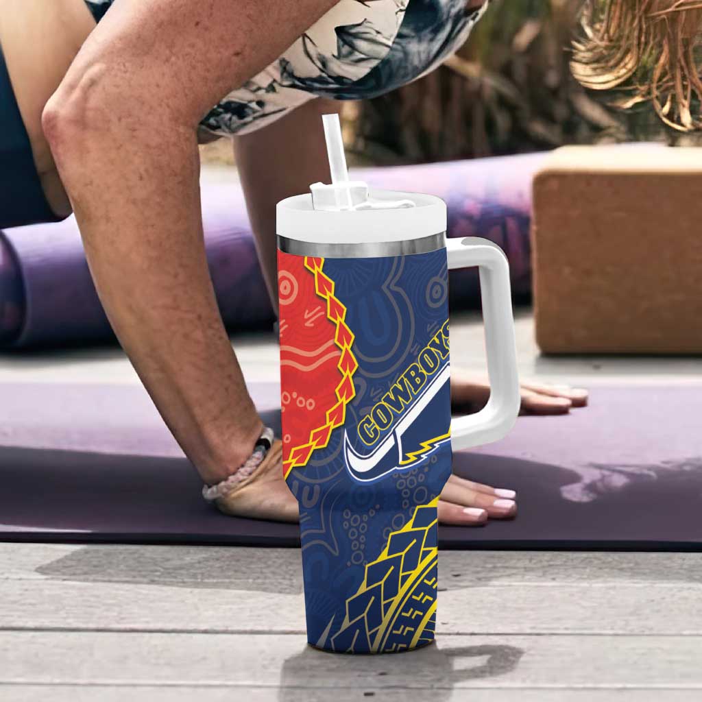 Dragons And Cowboys Rugby Tumbler With Handle Aboriginal Mix Polynesian Pattern