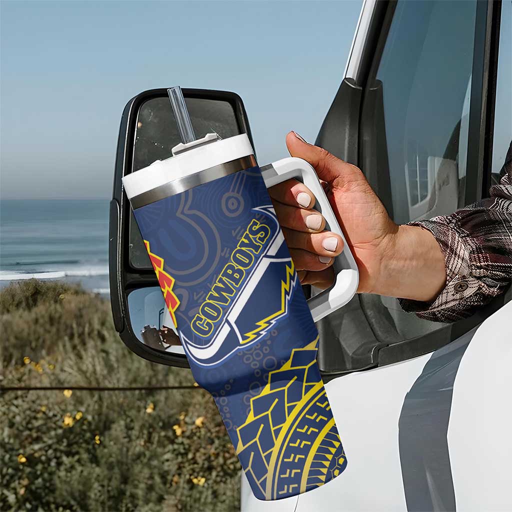 Dragons And Cowboys Rugby Tumbler With Handle Aboriginal Mix Polynesian Pattern