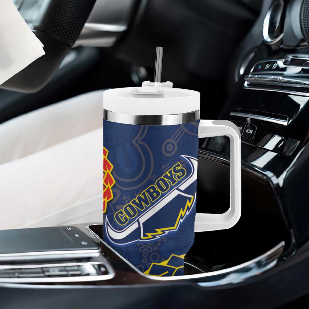 Dragons And Cowboys Rugby Tumbler With Handle Aboriginal Mix Polynesian Pattern