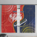 Custom Dragons And Cowboys Rugby Window Curtain Aboriginal Mix Polynesian Pattern
