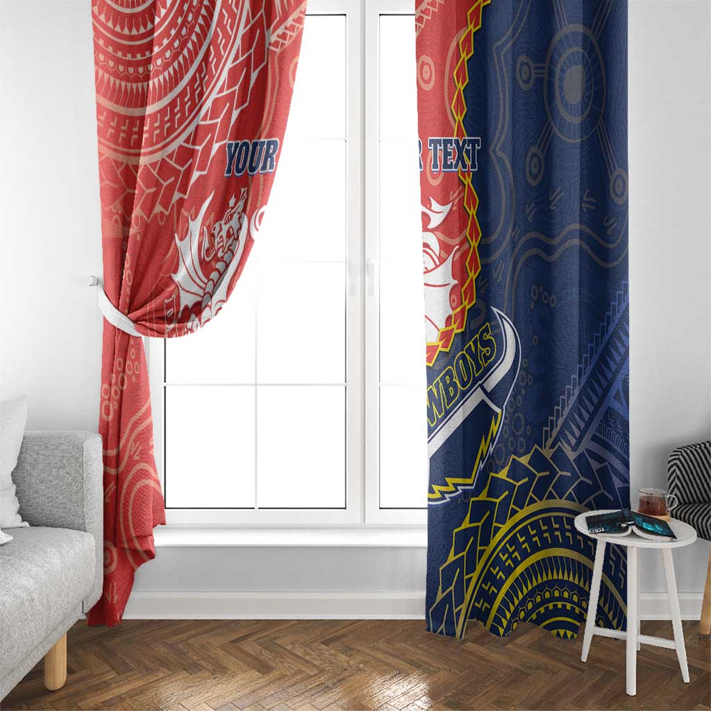 Custom Dragons And Cowboys Rugby Window Curtain Aboriginal Mix Polynesian Pattern