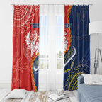 Custom Dragons And Cowboys Rugby Window Curtain Aboriginal Mix Polynesian Pattern
