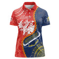 Custom Dragons And Cowboys Rugby Women Polo Shirt Aboriginal Mix Polynesian Pattern