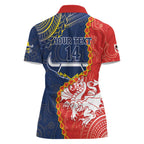 Custom Dragons And Cowboys Rugby Women Polo Shirt Aboriginal Mix Polynesian Pattern