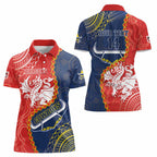Custom Dragons And Cowboys Rugby Women Polo Shirt Aboriginal Mix Polynesian Pattern