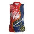 Custom Dragons And Cowboys Rugby Women Sleeveless Polo Shirt Aboriginal Mix Polynesian Pattern