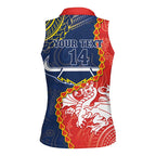 Custom Dragons And Cowboys Rugby Women Sleeveless Polo Shirt Aboriginal Mix Polynesian Pattern