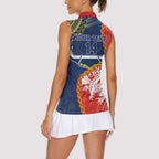 Custom Dragons And Cowboys Rugby Women Sleeveless Polo Shirt Aboriginal Mix Polynesian Pattern