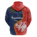 Custom Dragons And Cowboys Rugby Zip Hoodie Aboriginal Mix Polynesian Pattern