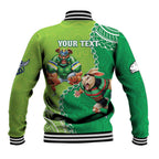 Personalised Rabbitohs And Raiders Rugby Baseball Jacket Aboriginal Mix Polynesian Pattern