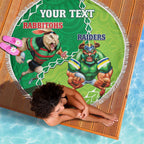 Personalised Rabbitohs And Raiders Rugby Beach Blanket Aboriginal Mix Polynesian Pattern