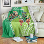 Personalised Rabbitohs And Raiders Rugby Blanket Aboriginal Mix Polynesian Pattern