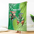 Personalised Rabbitohs And Raiders Rugby Blanket Aboriginal Mix Polynesian Pattern