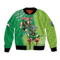 Personalised Rabbitohs And Raiders Rugby Bomber Jacket Aboriginal Mix Polynesian Pattern