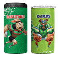 Rabbitohs And Raiders Rugby 4 in 1 Can Cooler Tumbler Aboriginal Mix Polynesian Pattern