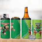 Rabbitohs And Raiders Rugby 4 in 1 Can Cooler Tumbler Aboriginal Mix Polynesian Pattern