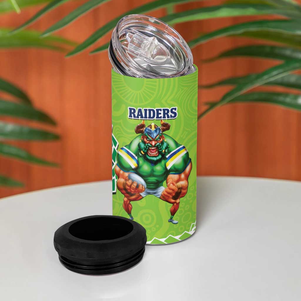 Rabbitohs And Raiders Rugby 4 in 1 Can Cooler Tumbler Aboriginal Mix Polynesian Pattern