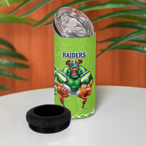 Rabbitohs And Raiders Rugby 4 in 1 Can Cooler Tumbler Aboriginal Mix Polynesian Pattern