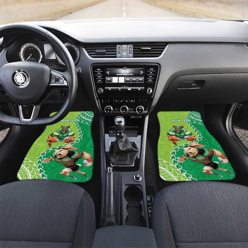 Personalised Rabbitohs And Raiders Rugby Car Mats Aboriginal Mix Polynesian Pattern