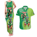 Personalised Rabbitohs And Raiders Rugby Couples Matching Tank Maxi Dress and Hawaiian Shirt Aboriginal Mix Polynesian Pattern