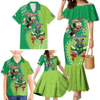 Personalised Rabbitohs And Raiders Rugby Family Matching Mermaid Dress and Hawaiian Shirt Aboriginal Mix Polynesian Pattern