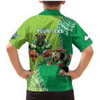Personalised Rabbitohs And Raiders Rugby Family Matching Mermaid Dress and Hawaiian Shirt Aboriginal Mix Polynesian Pattern