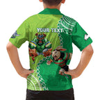 Personalised Rabbitohs And Raiders Rugby Family Matching Off Shoulder Maxi Dress and Hawaiian Shirt Aboriginal Mix Polynesian Pattern