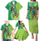 Personalised Rabbitohs And Raiders Rugby Family Matching Puletasi and Hawaiian Shirt Aboriginal Mix Polynesian Pattern