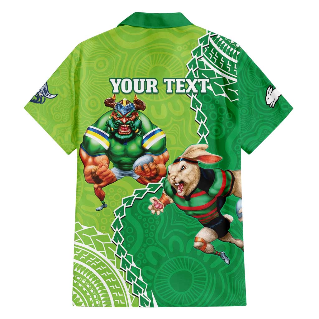Personalised Rabbitohs And Raiders Rugby Family Matching Summer Maxi Dress and Hawaiian Shirt Aboriginal Mix Polynesian Pattern