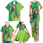 Personalised Rabbitohs And Raiders Rugby Family Matching Tank Maxi Dress and Hawaiian Shirt Aboriginal Mix Polynesian Pattern