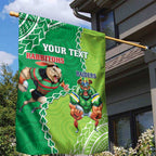 Personalised Rabbitohs And Raiders Rugby Garden Flag Aboriginal Mix Polynesian Pattern