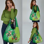 Personalised Rabbitohs And Raiders Rugby Grocery Bag Aboriginal Mix Polynesian Pattern