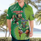 Personalised Rabbitohs And Raiders Rugby Hawaiian Shirt Aboriginal Mix Polynesian Pattern