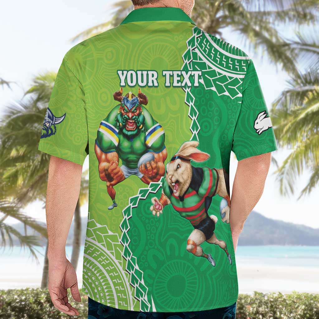 Personalised Rabbitohs And Raiders Rugby Hawaiian Shirt Aboriginal Mix Polynesian Pattern