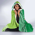 Personalised Rabbitohs And Raiders Rugby Hooded Blanket Aboriginal Mix Polynesian Pattern