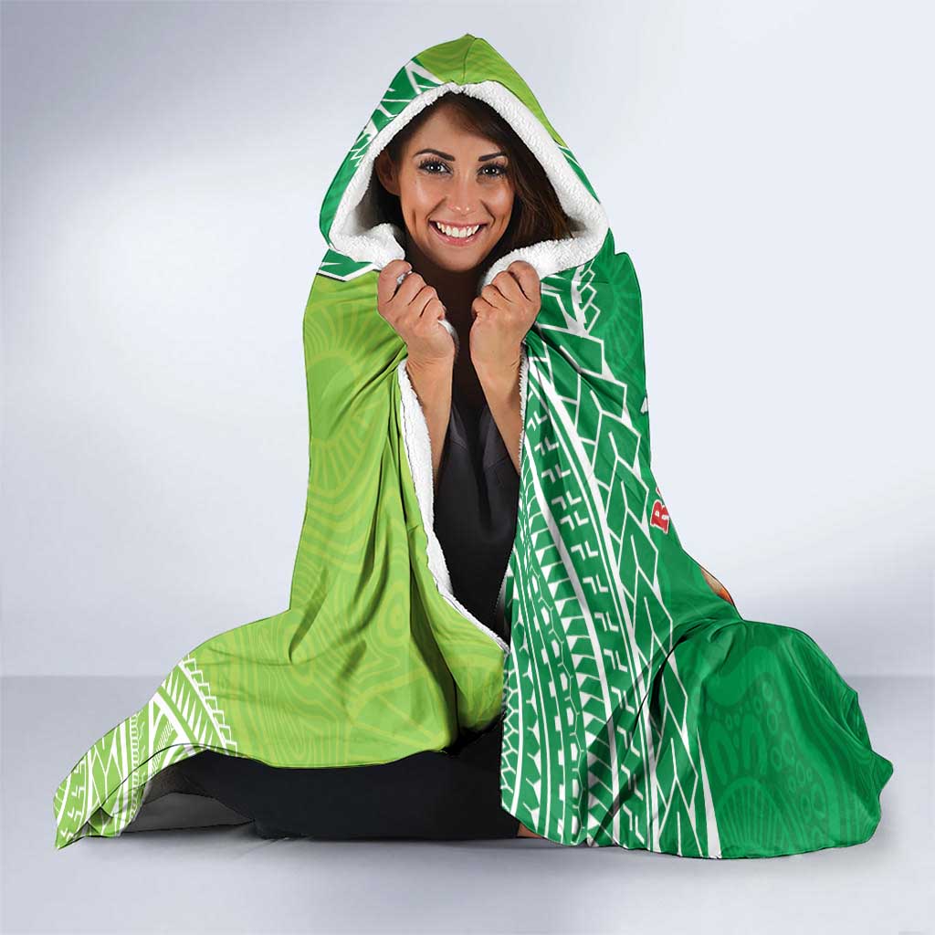 Personalised Rabbitohs And Raiders Rugby Hooded Blanket Aboriginal Mix Polynesian Pattern