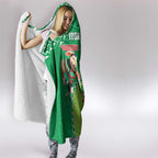 Personalised Rabbitohs And Raiders Rugby Hooded Blanket Aboriginal Mix Polynesian Pattern
