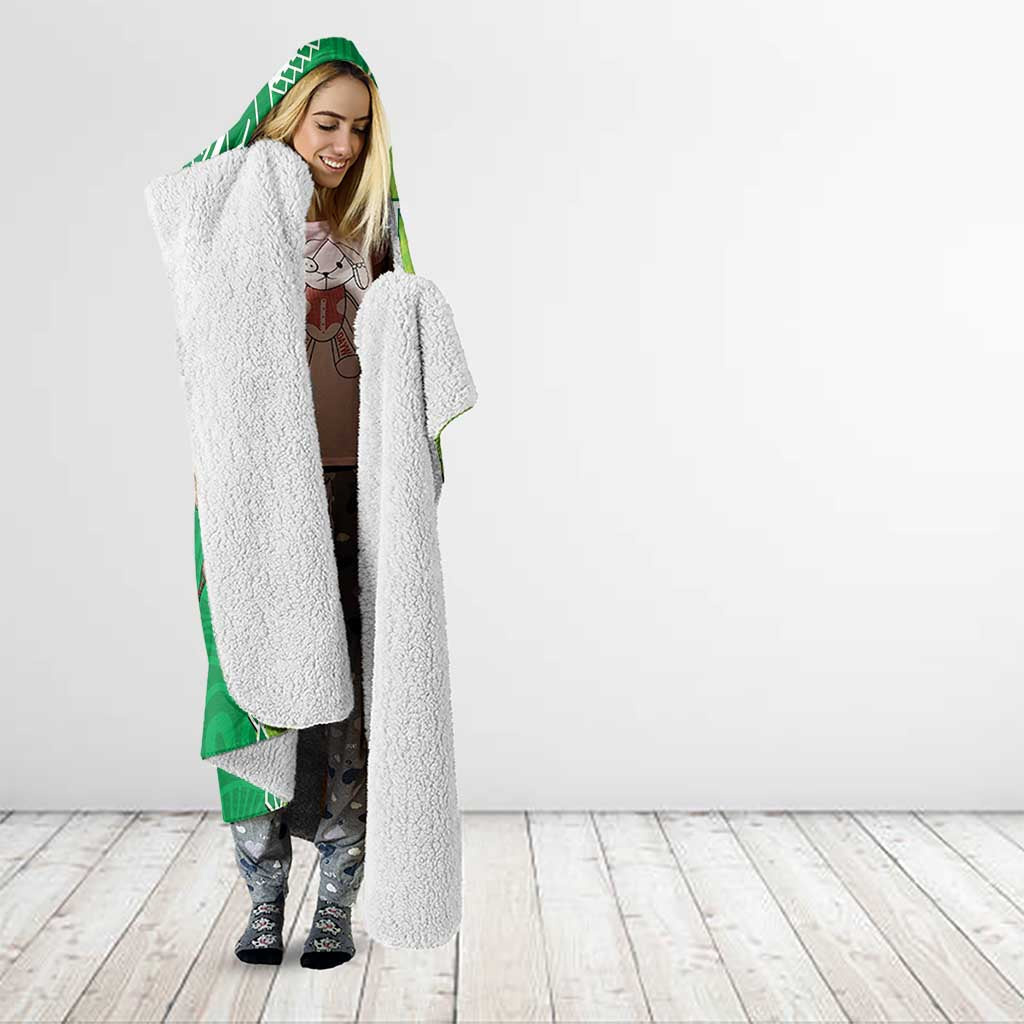 Personalised Rabbitohs And Raiders Rugby Hooded Blanket Aboriginal Mix Polynesian Pattern