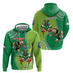 Personalised Rabbitohs And Raiders Rugby Hoodie Aboriginal Mix Polynesian Pattern