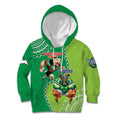 Personalised Rabbitohs And Raiders Rugby Kid Hoodie Aboriginal Mix Polynesian Pattern