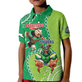 Personalised Rabbitohs And Raiders Rugby Kid Polo Shirt Aboriginal Mix Polynesian Pattern