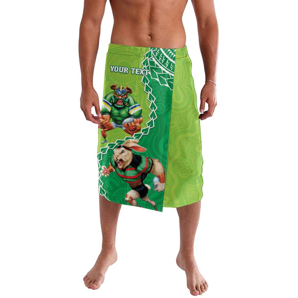 Personalised Rabbitohs And Raiders Rugby Lavalava Aboriginal Mix Polynesian Pattern