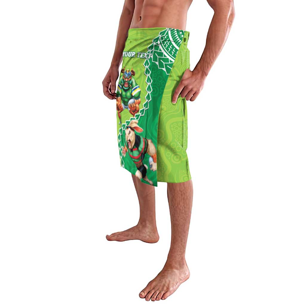 Personalised Rabbitohs And Raiders Rugby Lavalava Aboriginal Mix Polynesian Pattern