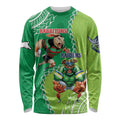 Personalised Rabbitohs And Raiders Rugby Long Sleeve Shirt Aboriginal Mix Polynesian Pattern
