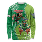 Personalised Rabbitohs And Raiders Rugby Long Sleeve Shirt Aboriginal Mix Polynesian Pattern