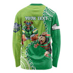 Personalised Rabbitohs And Raiders Rugby Long Sleeve Shirt Aboriginal Mix Polynesian Pattern
